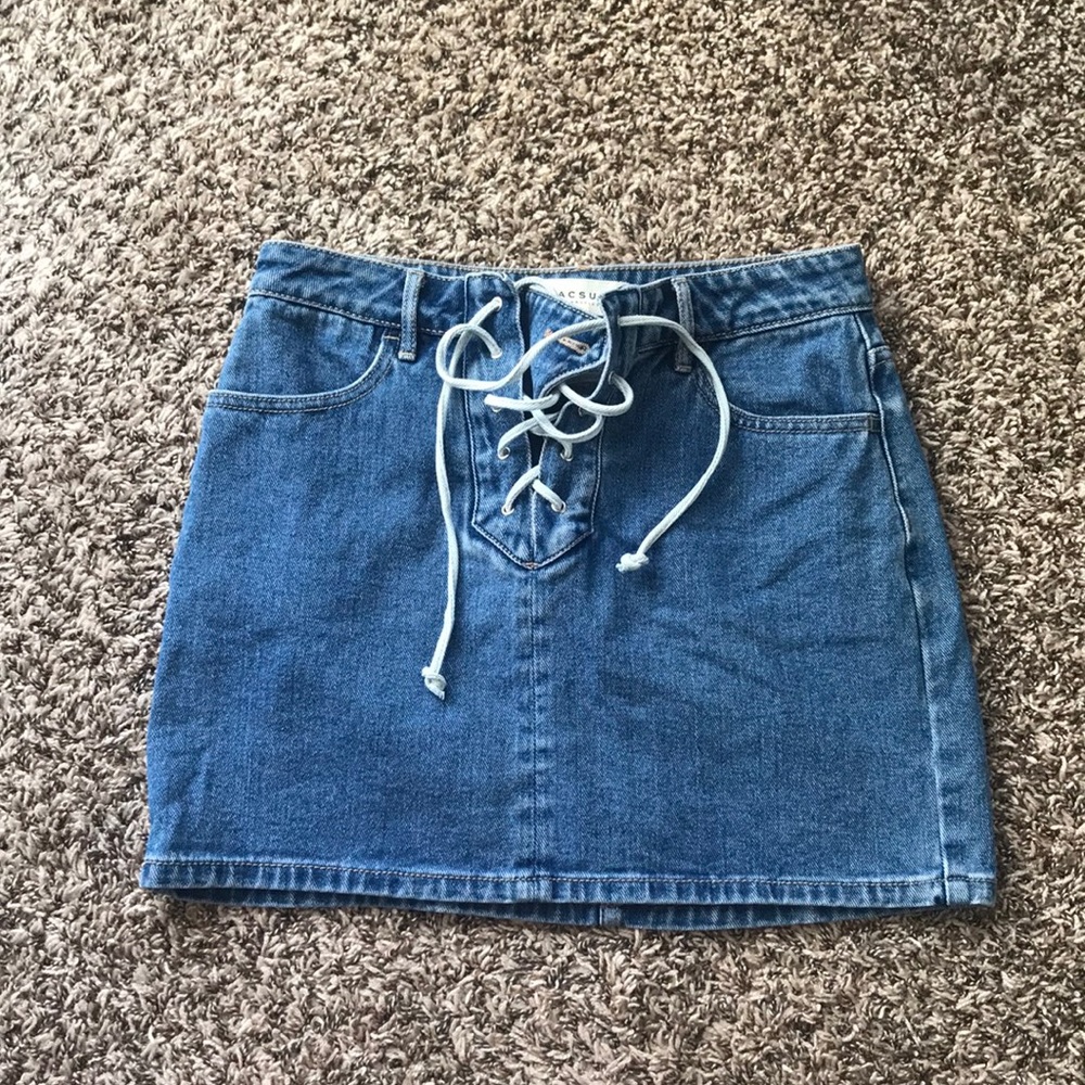 Pacsun denim skirt with lace tie